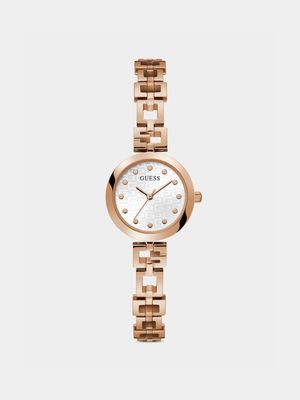 Guess Lady G Rose Plated White Dial Bracelet Watch