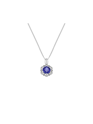 Sterling Silver Diamond & Created Sapphire Women's Lace Pendant