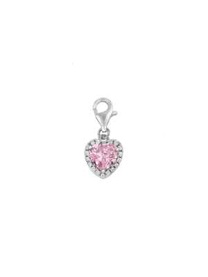 Sterling Silver & Pink Cubic Zirconia Heart Charm