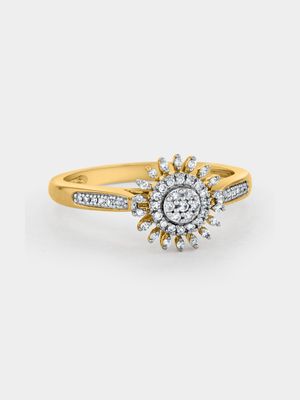 Yellow Gold 0.15ct Diamond Sunflower Ring