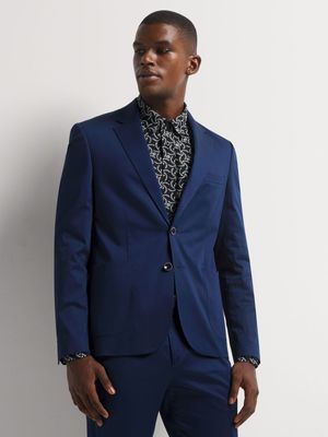 Fabiani Men's Cotton Sateen Blue Suit Jacket