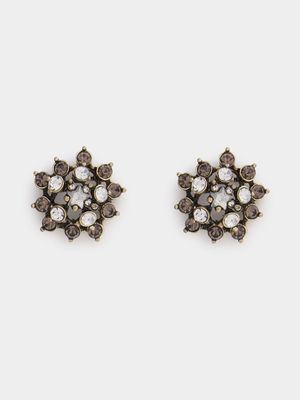 Diamanté Flower Stud Earrings