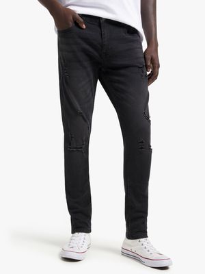 Jet Men's Black/Grey Slim Jeans