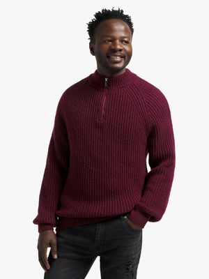 Jet Mens Burgundy Fisherman 3/4 Zip Jersey