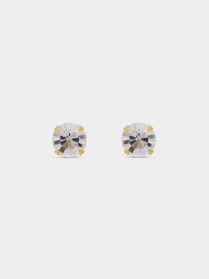 Studex Gold Plated 5mm Crystal Birthstone Studs - April