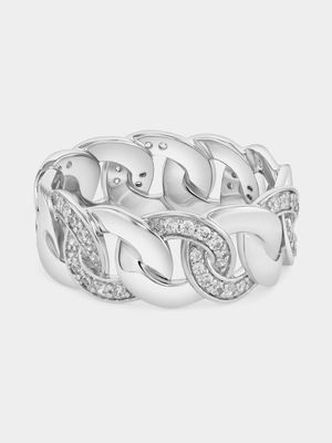 Cheté Sterling Silver Cubic Zirconia Chain Link Ring