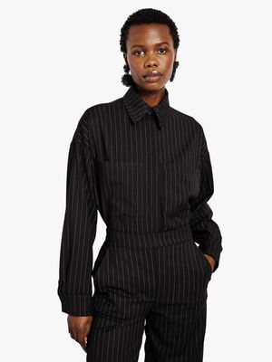 Women's Me&B Black Pin Stripe Shirt