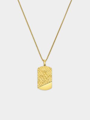 Stainless Steel Gold Plated Textured Dog Tag Pendant