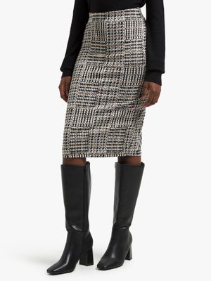 Jet Women's Brown/Black Jacquard Pencil Skirt
