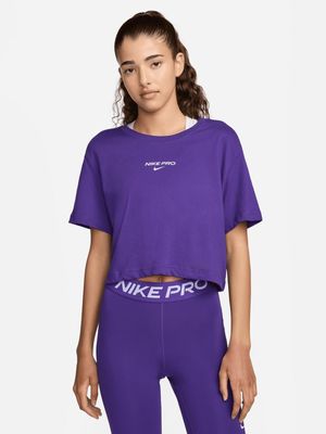Womens Nike Dri-Fit Pro Cropped Purple Tee