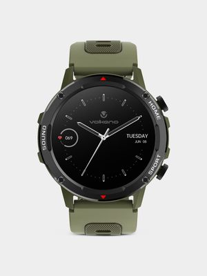 Volkano Fit  Power Series Black Plated & Green Silicone Smart Watch