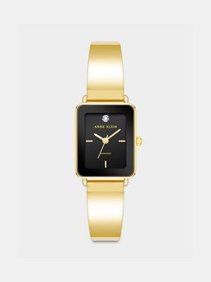 Anne Klein Gold Plated Black Dial Rectangular Bracelet Watch
