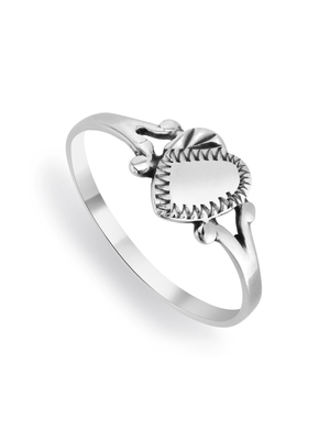 Miss Swiss Sterling Silver Heart Design Panel Ring