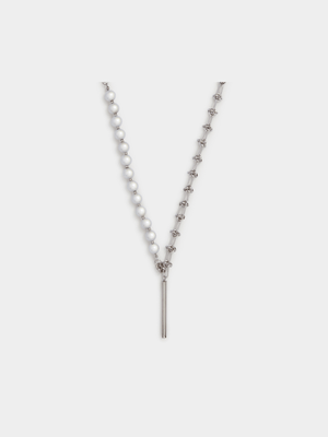 Stainless Steel Chain with Pearls & Bar Detail