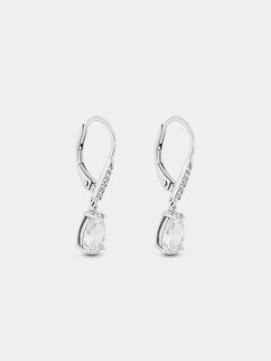 Sterling Silver Cubic Zirconia Pear Drop Earrings