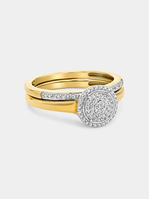 Yellow Gold Diamond & Created Sapphire Twinset Ring