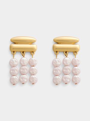 Statement Pink Pearl Bead Dangle Earring
