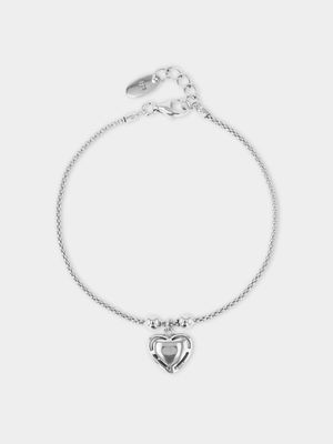 Sterling Silver & Cubic Zirconia Heart Rope Bracelet