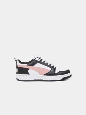 Womens Puma Rebound V6 Low Black/Pink Sneakers
