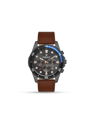 Daniel Klein Men's Gunmetal Plated & Brown Leather Chronograph Watch