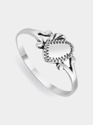 Sterling Silver Kid's Heart Panel Ring