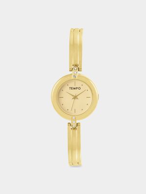 Tempo Ladies Gold Toned Round Bangle Watch