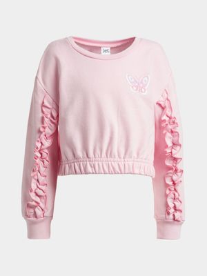 Jet Younger Girls Pink Frill Active Top
