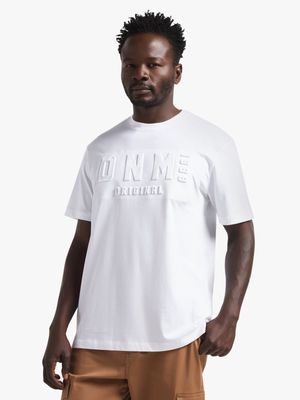 Men's White Embossed Graphic T-Shirt