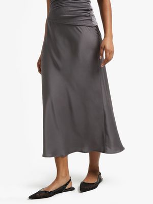 Women's Light Grey Satin Skirt