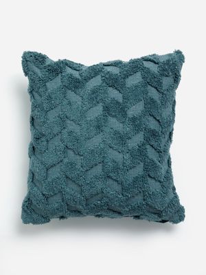 Jet Home Green Tufted Chevron Scatter Cushion 50x50