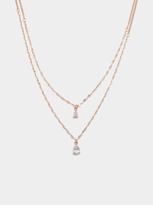 Double Layer Crystal Pendant Necklace