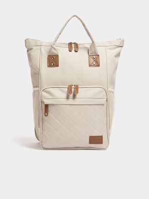 Jet Infant Beige Chevron Quilted Backpack