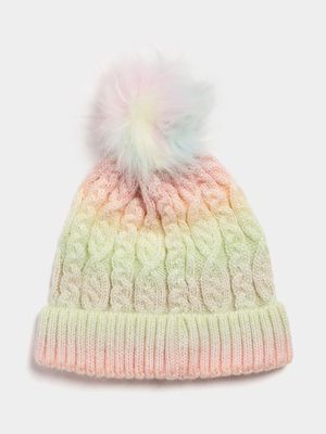 Jet Younger Girls Ombre Cable Knit Beanie