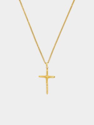 Stainless Steel Gold Plated Crucifix Pendant