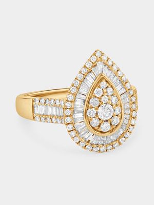Yellow Gold 1.00ct Diamond Pear Double Halo Ring