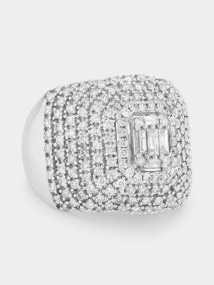 White Gold 1.50ct Diamond Baguette & Round Multi-Stone Ring