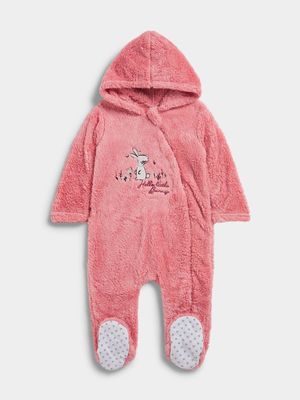 Jet Infant Girls Pink Little bunny Fleece Sleepsuit