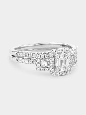 White Gold 0.50ct Diamond Baguette & Round Trilogy Ring