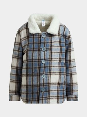Jet Younger Boys Blue/Stone Checked Shacket