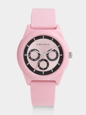 Minx Pink & Black Dial Pink Silicone Watch