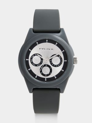 Minx Grey & Black Dial Grey Silicone Watch