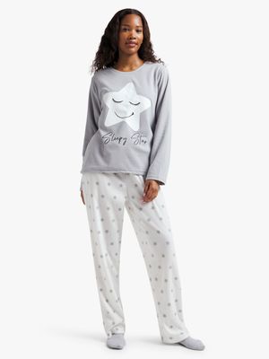 Jet Women's Grey/White Stars Pyjama Set
