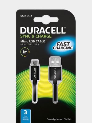 Duracell Micro USB Sync & Charge Cable Black
