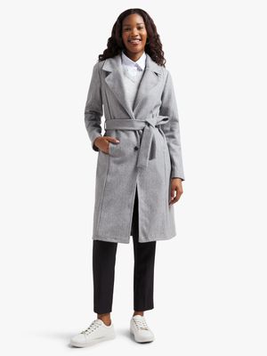 Jet Women's Grey Longline Melton Coat