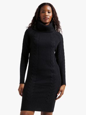 Jet Women's Black Cable Knit Dress Reg