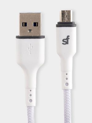Supa Fly 2.4A Micro USB 2m Cable White
