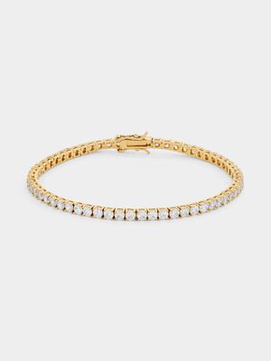 Gold Plated Sterling Silver Cubic Zirconia Tennis Bracelet