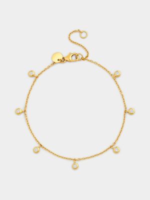 Gold Plated Sterling Silver Cubic Zirconia Dangle Bracelet