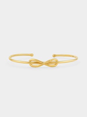 Yellow Gold & Sterling Silver Cubic Zirconia Infinity Cuff Bangle