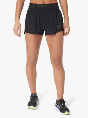 Womens Asics Metarun Split Black Shorts
